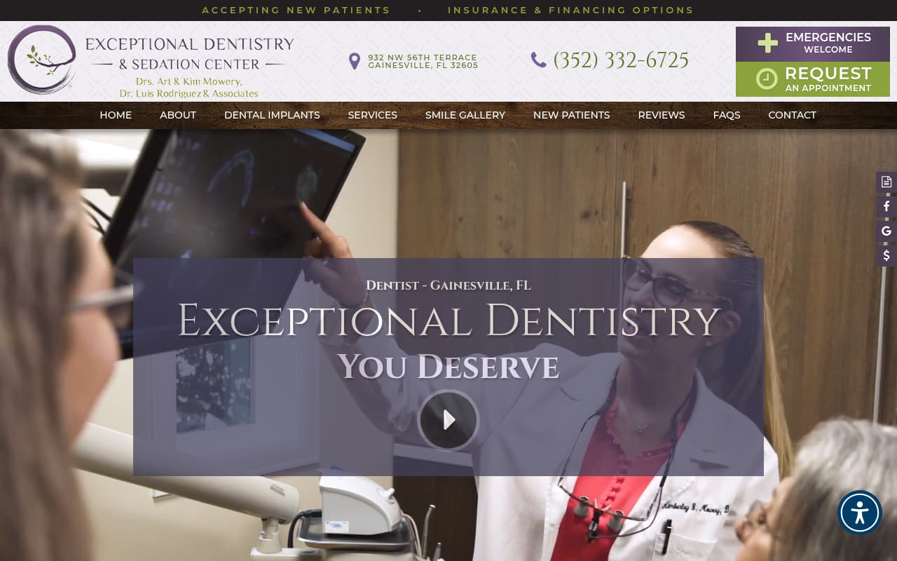 Exceptional Dentistry website screenshot