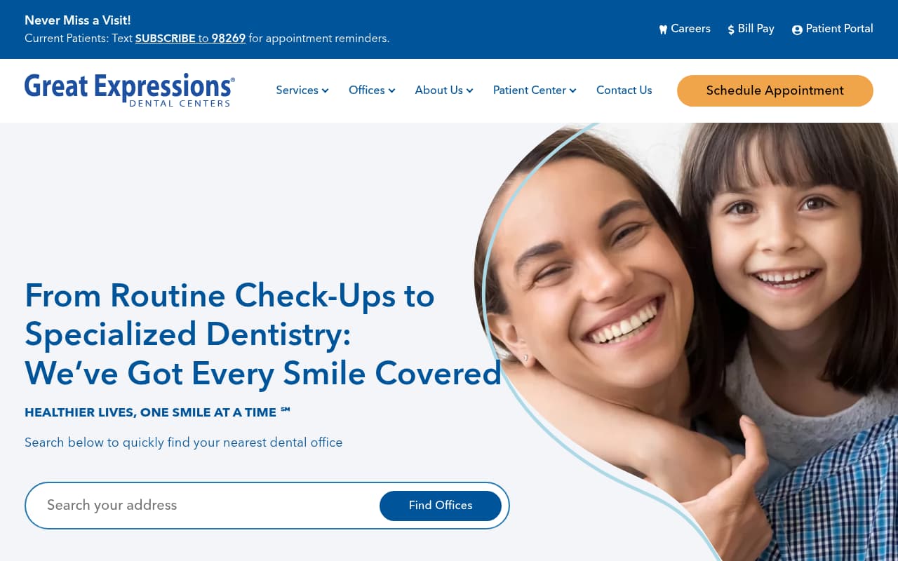 Great Expressions Dental website screenshot