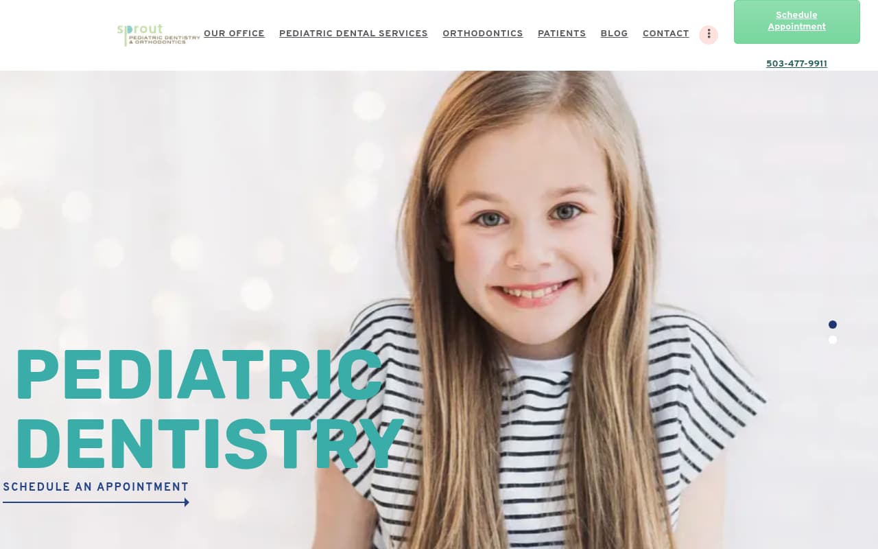 Sprout Pediatric Dentistry website screenshot