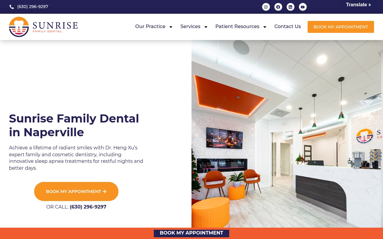 Sunrise Family Dental website screenshot