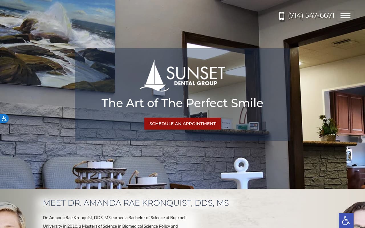 Sunset Dental Group website screenshot