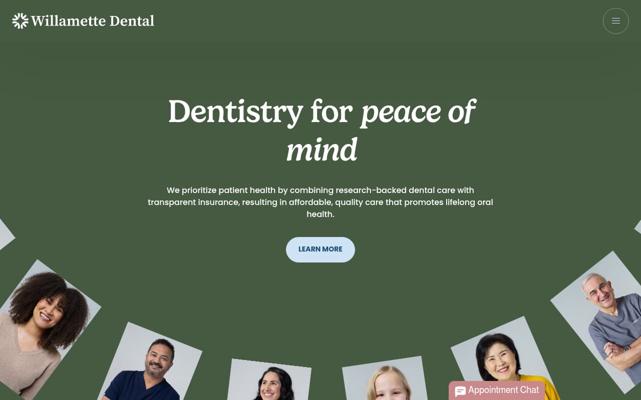 Willamette Dental website screenshot