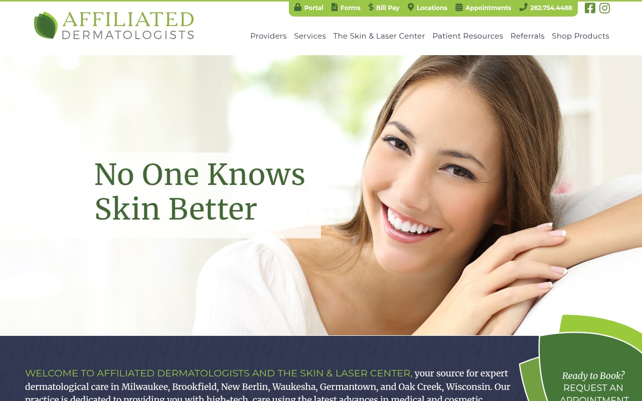 Affiliated Dermatology website screenshot