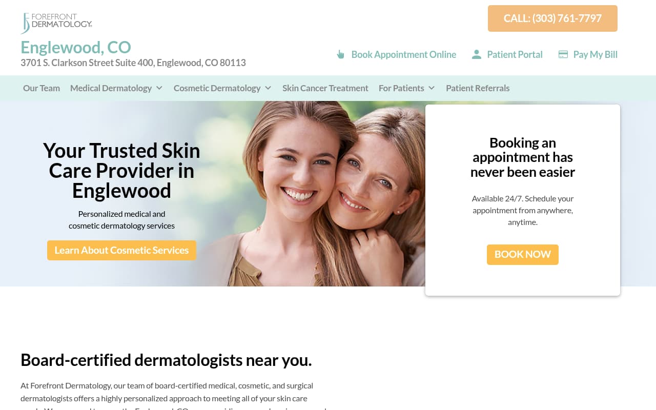 Asarch Center for Dermatology website screenshot