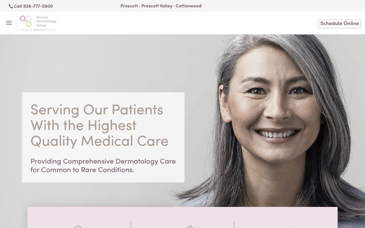 Arizona Dermatology Group website screenshot