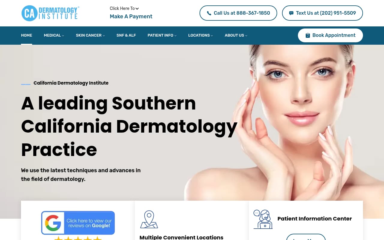 California Dermatology Institute website screenshot