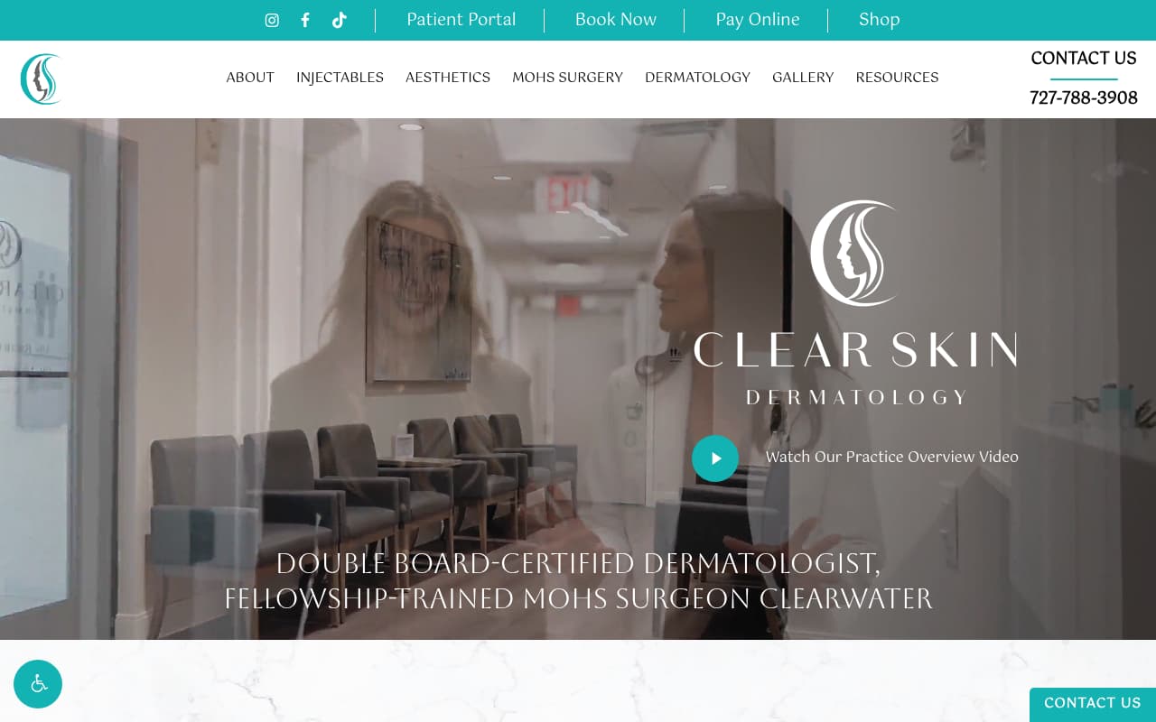 Clear Skin Dermatology website screenshot