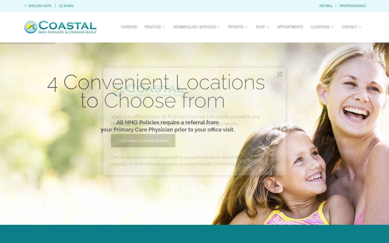 Coastal Skin Surgery & Dermatology website screenshot