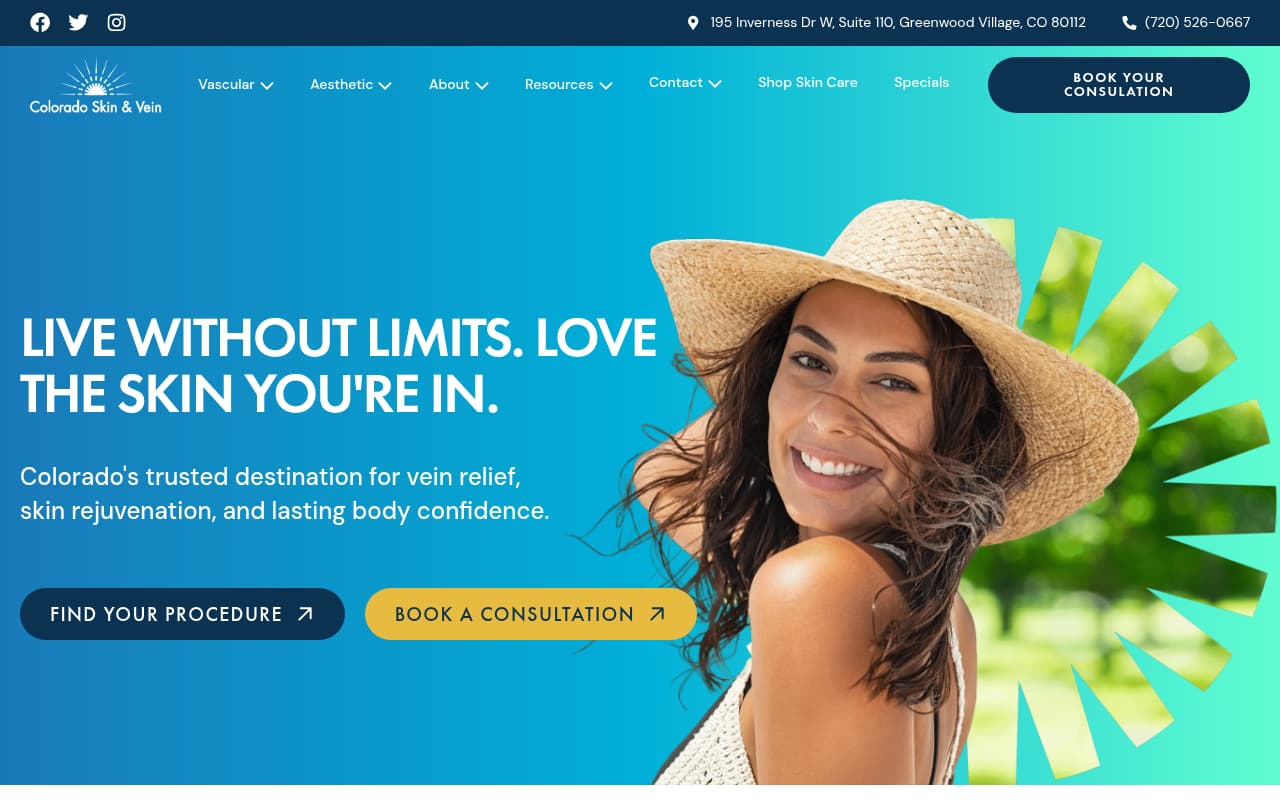 Colorado Skin Care website screenshot