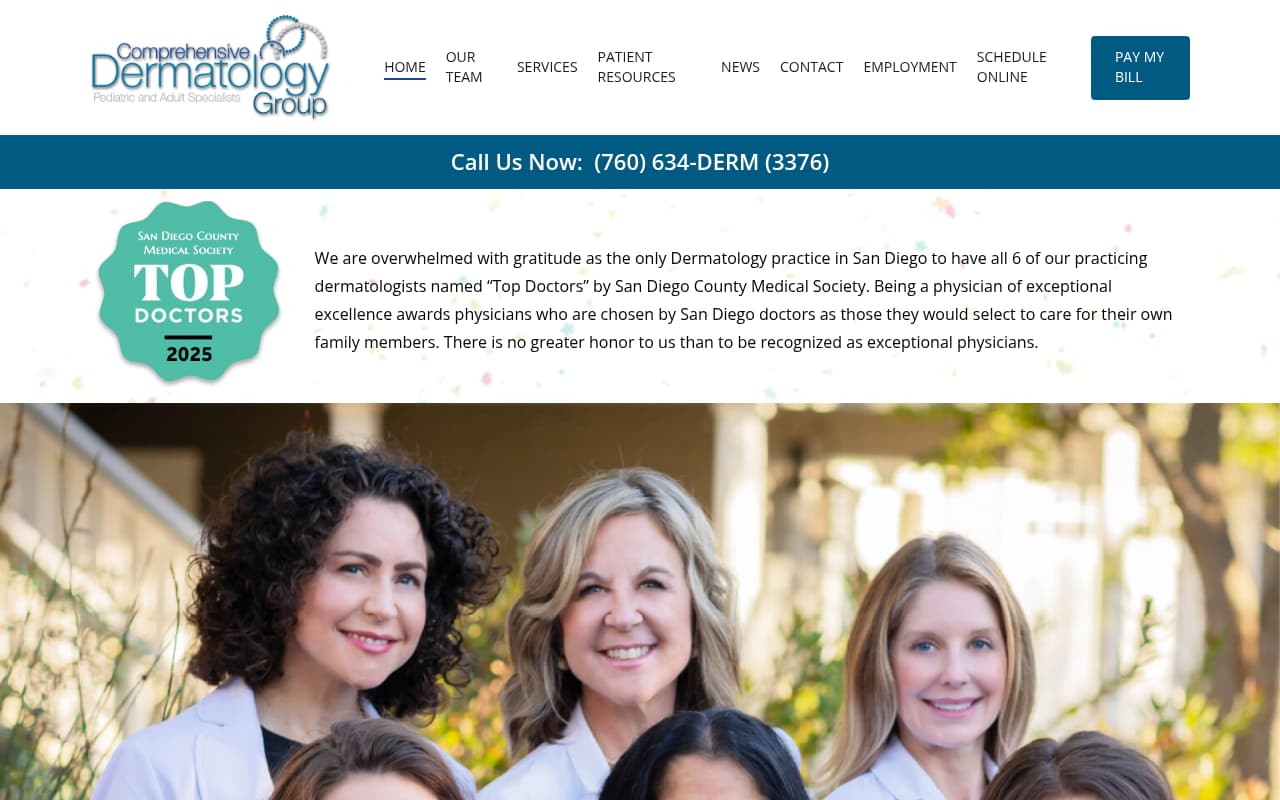 Comprehensive Dermatology website screenshot
