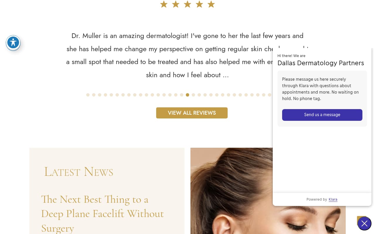 Dallas Dermatology Partners website screenshot