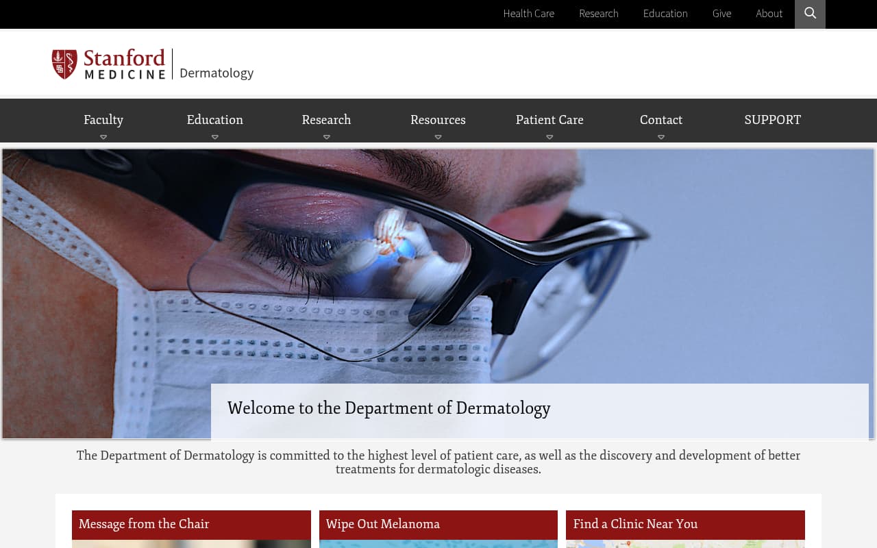 Stanford Dermatology website screenshot