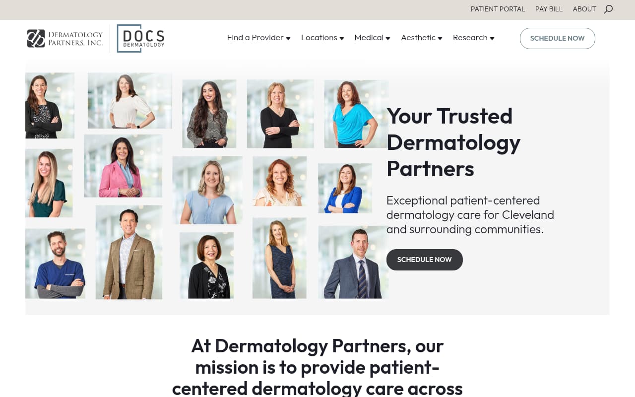 Dermatology Partners website screenshot