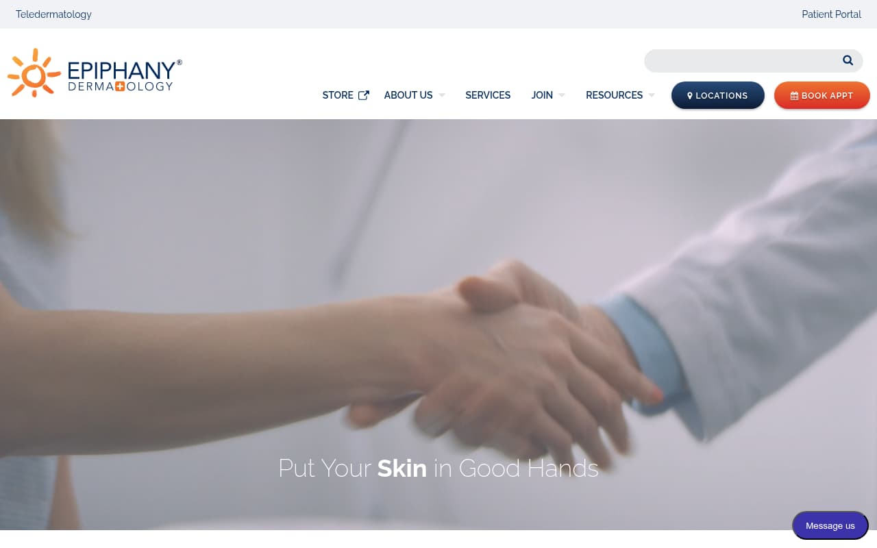Epiphany Dermatology website screenshot