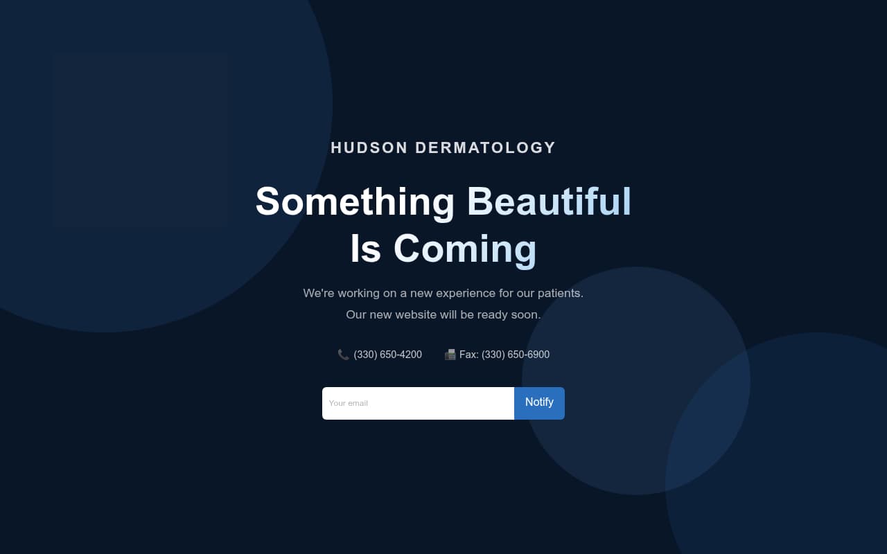 Hudson Dermatology website screenshot