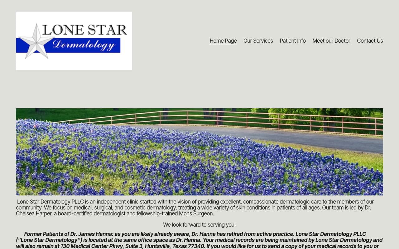 Lone Star Dermatology website screenshot