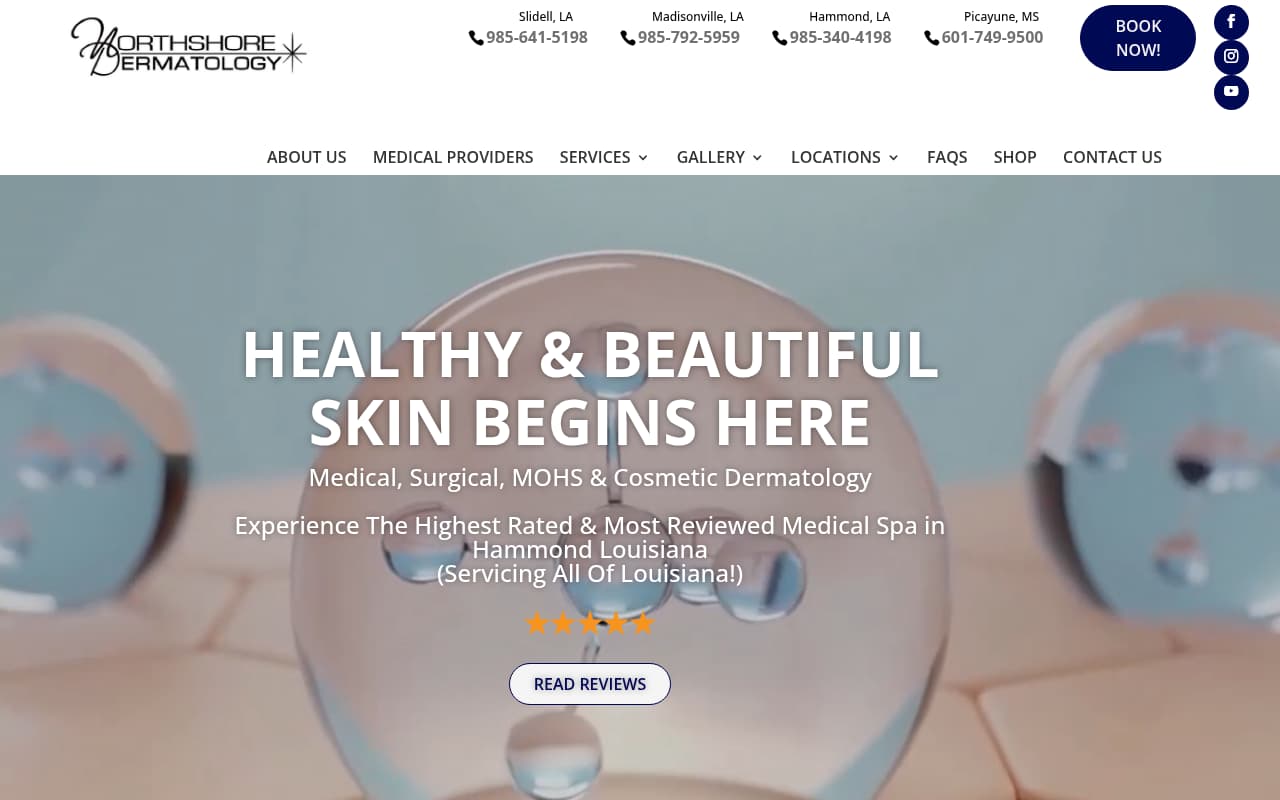 Northshore Dermatology website screenshot