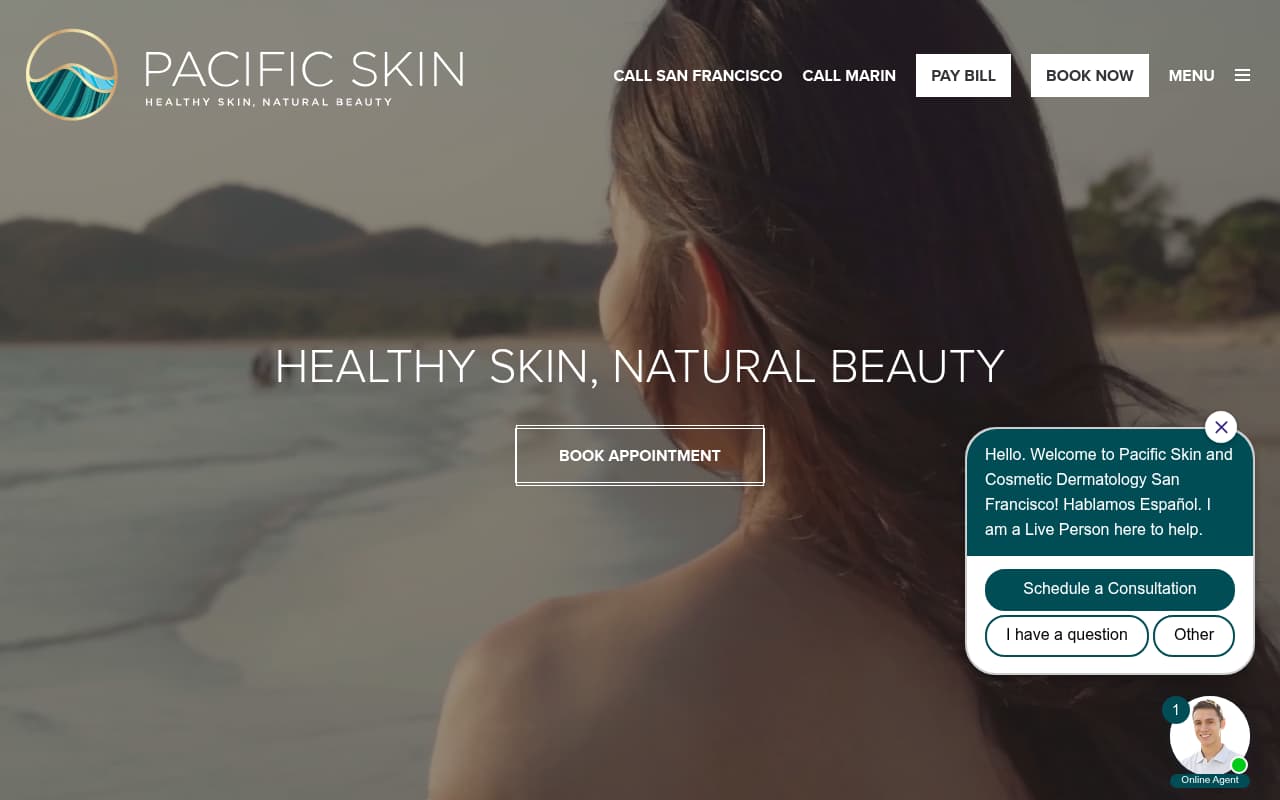 Pacific Skin Institute website screenshot