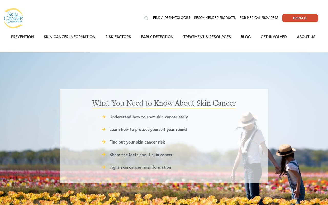 The Skin Cancer Foundation website screenshot
