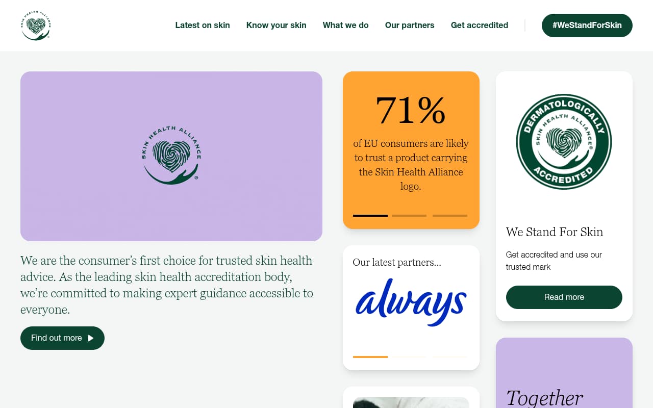Skin Health Alliance website screenshot