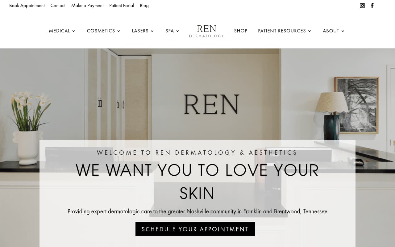 Tennessee Dermatology website screenshot