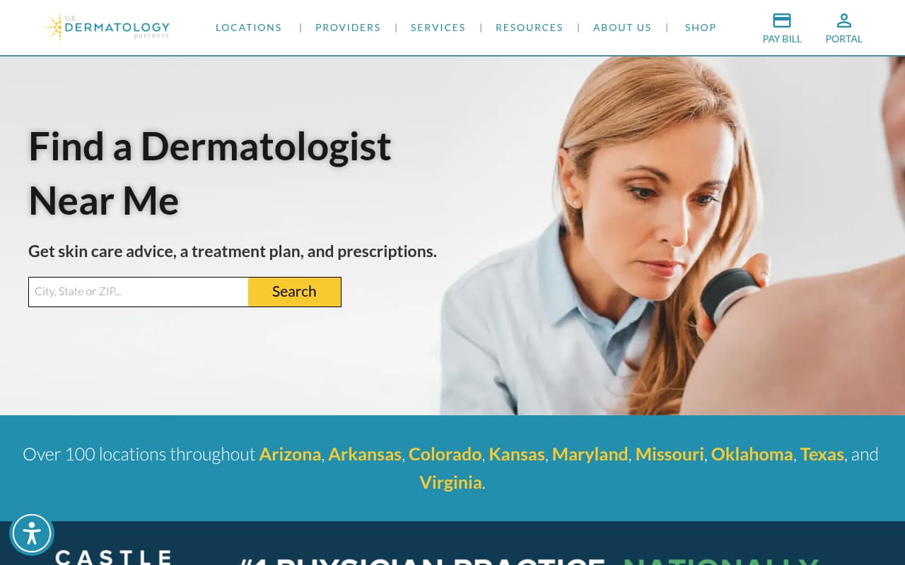 U.S. Dermatology Partners website screenshot