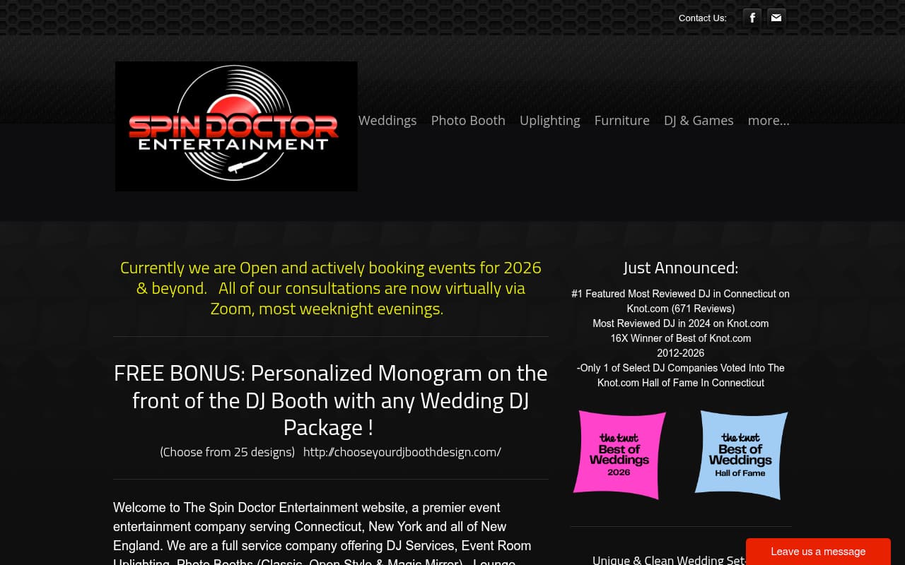 Spin Doctor Entertainment website screenshot