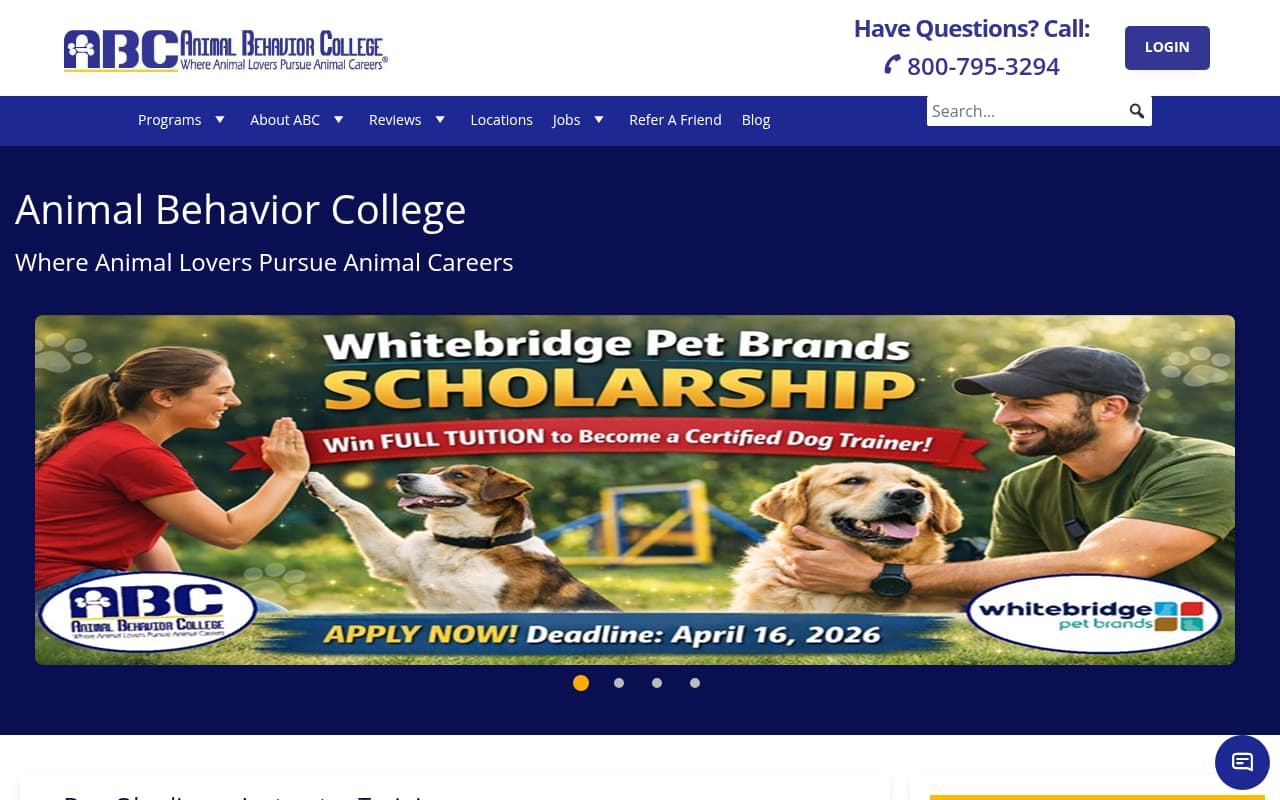Animal Behavior College website screenshot