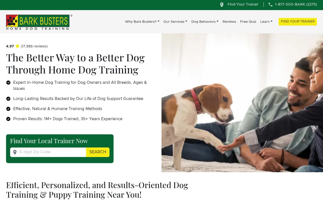 Bark Busters website screenshot