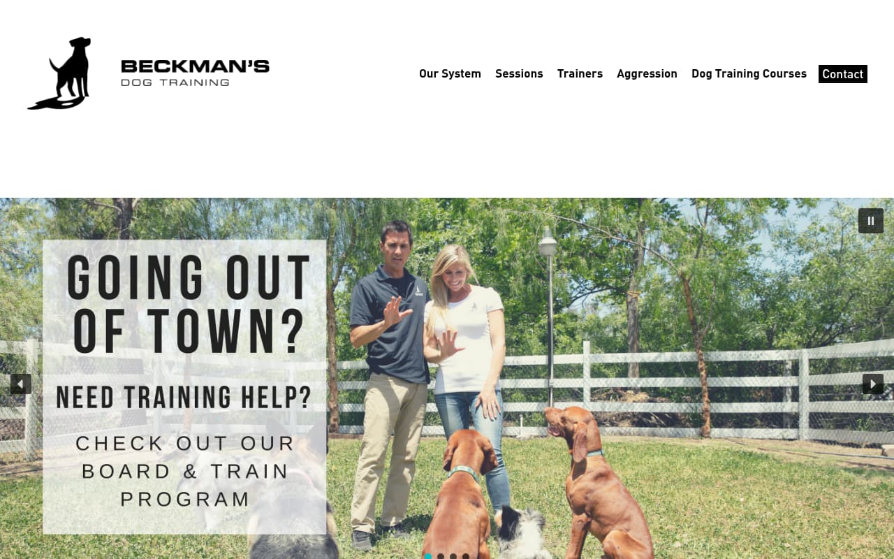Beckman's Dog Training website screenshot