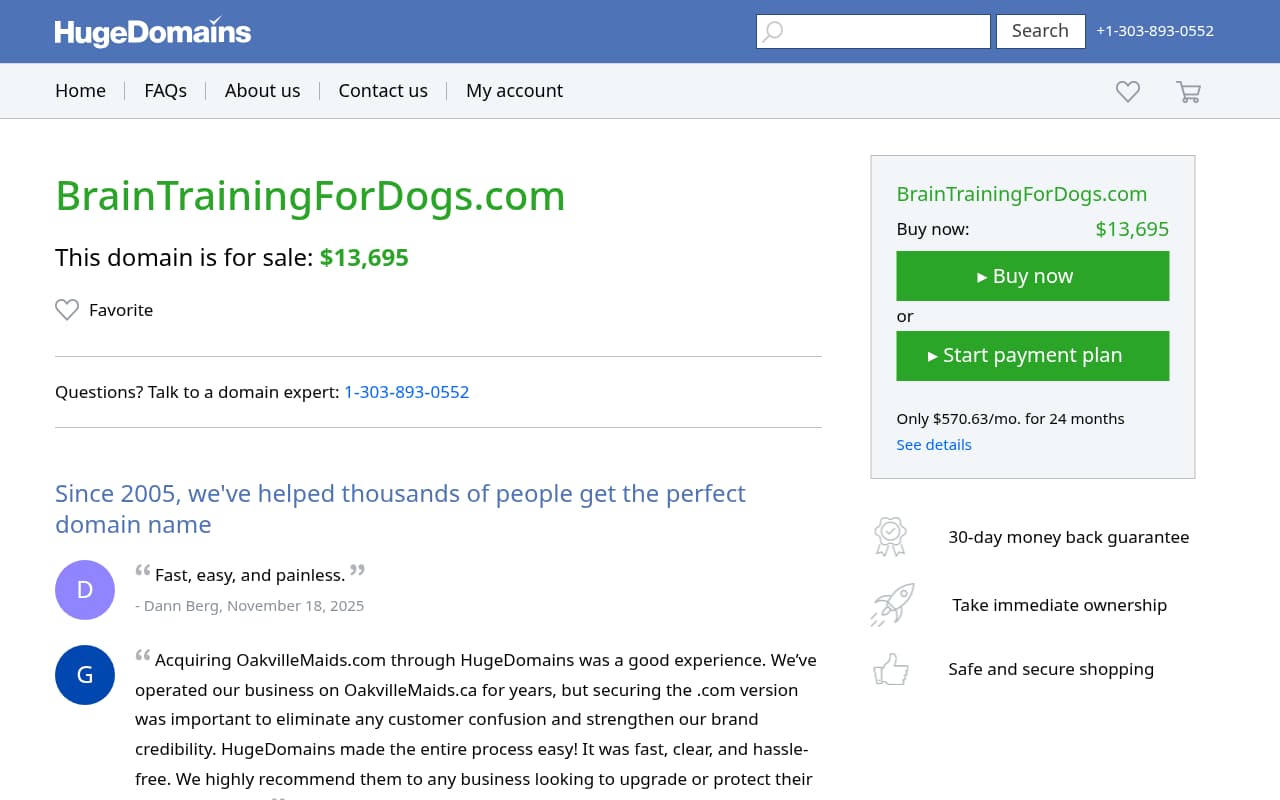 Brain Training for Dogs website screenshot