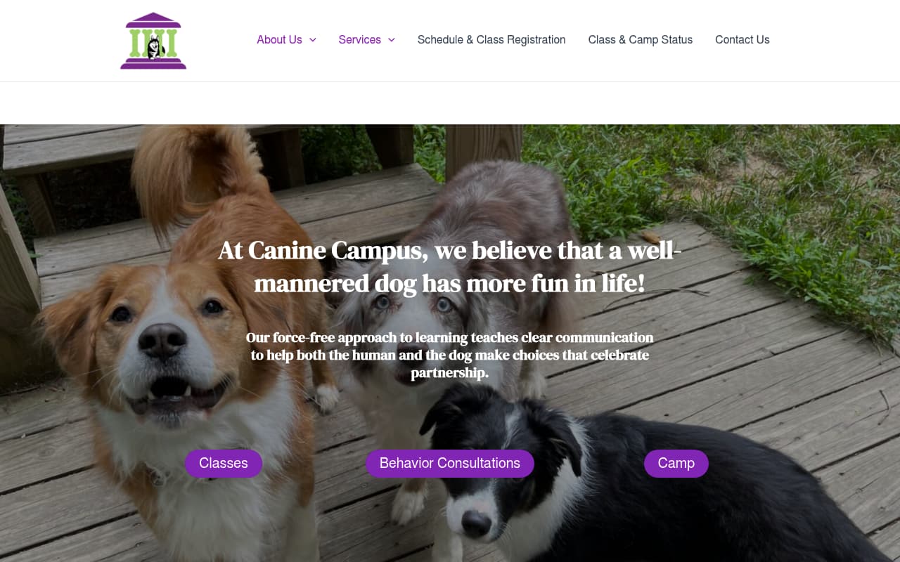 Canine Campus website screenshot