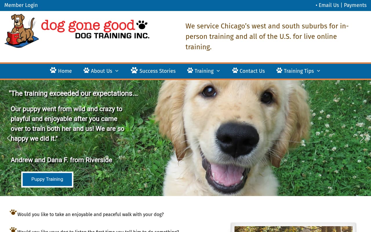 Dog Gone Good Training website screenshot