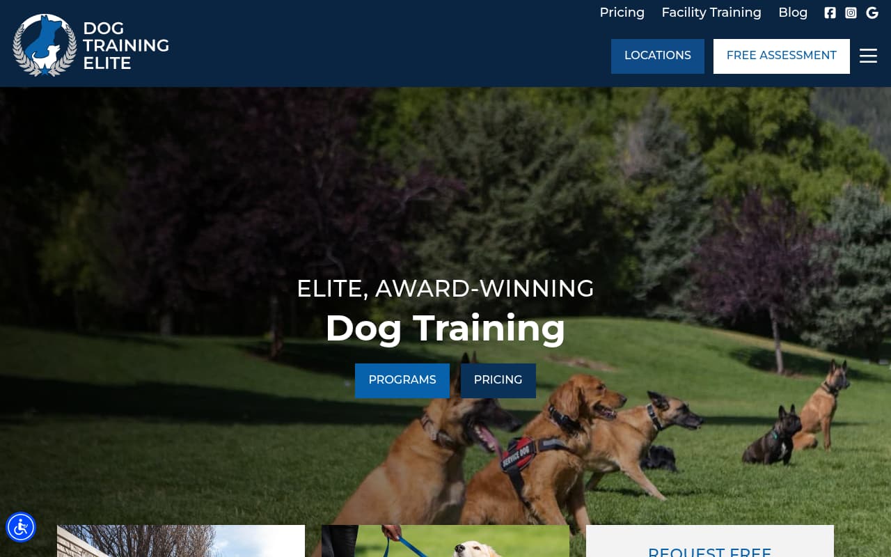 Dog Training Elite website screenshot