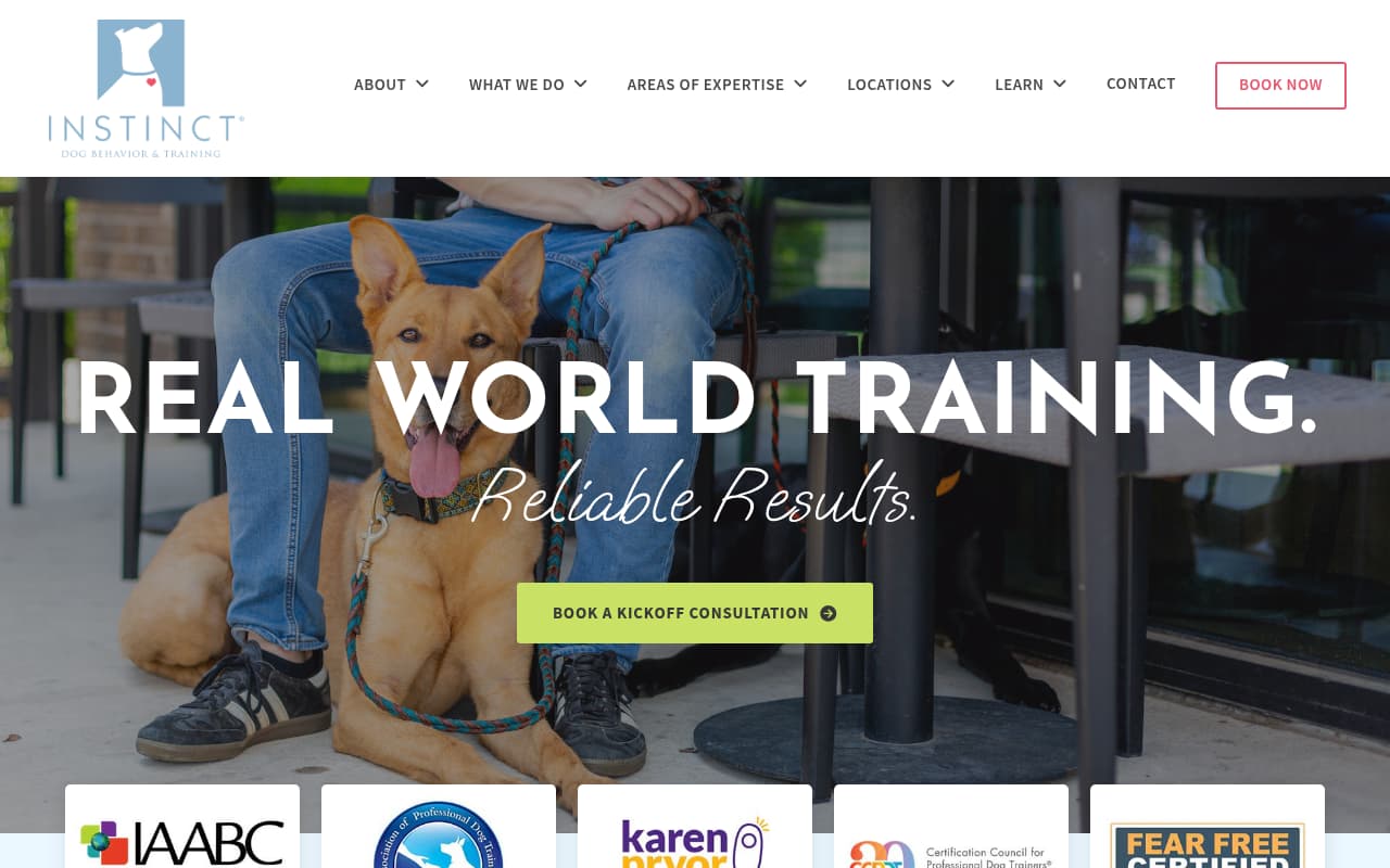 Instinct Dog Behavior website screenshot