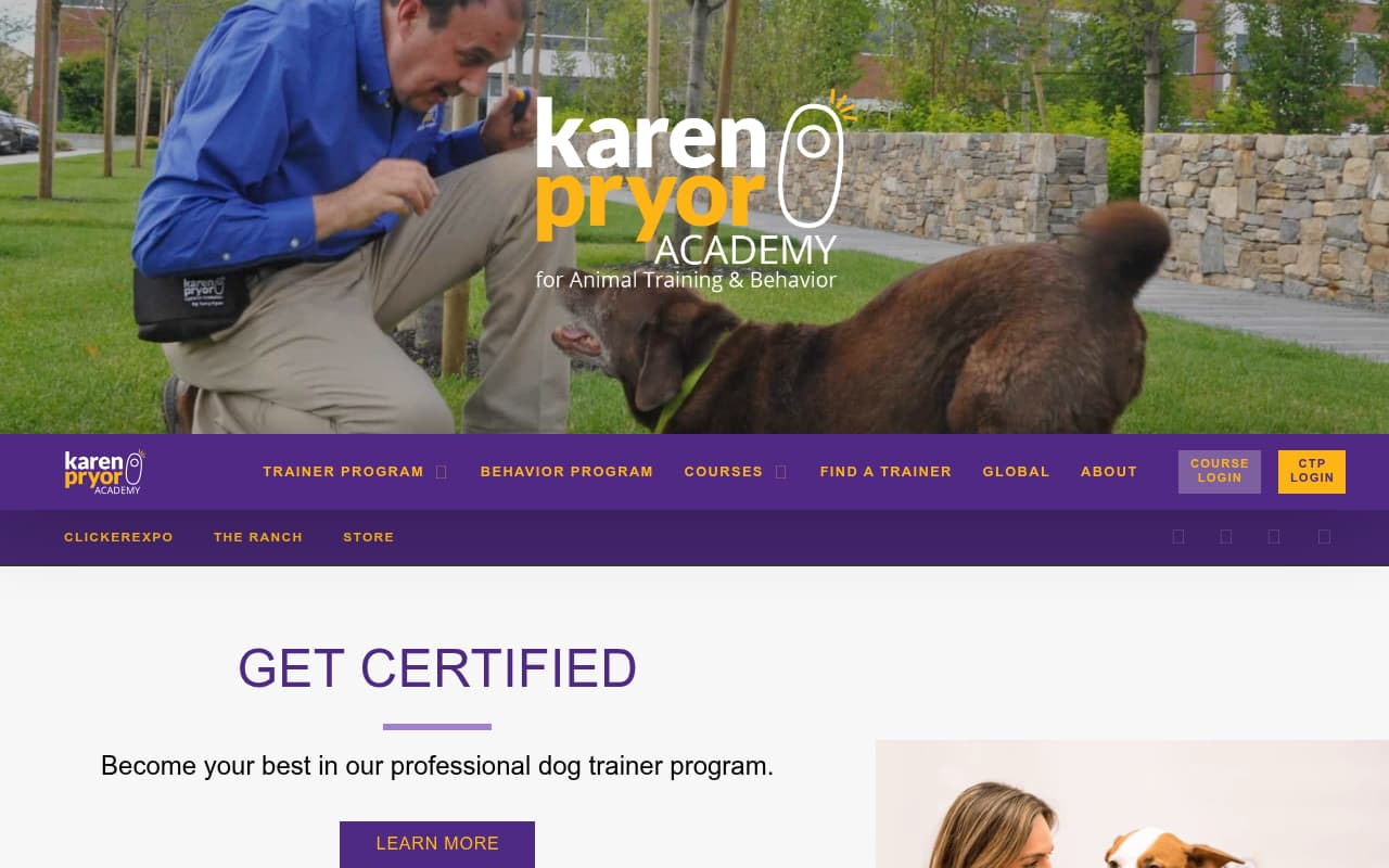 Karen Pryor Academy website screenshot