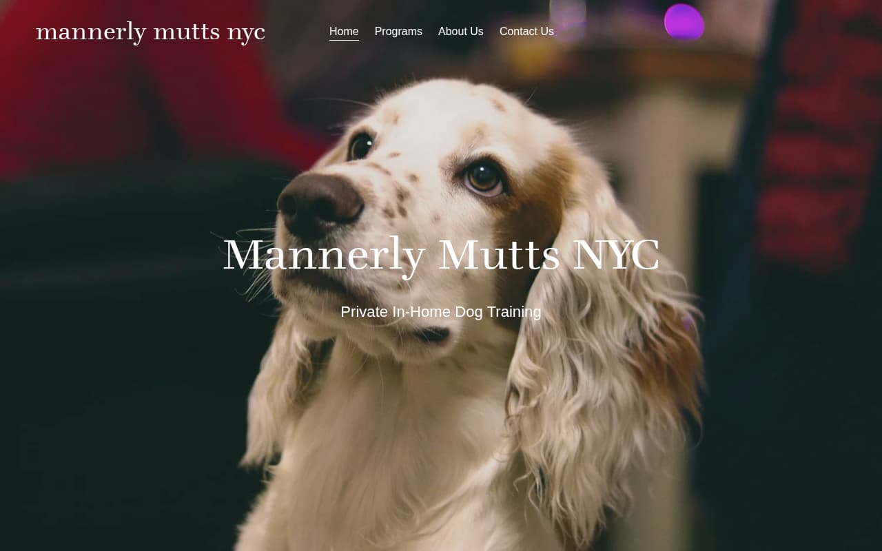 Mannerly Mutts website screenshot