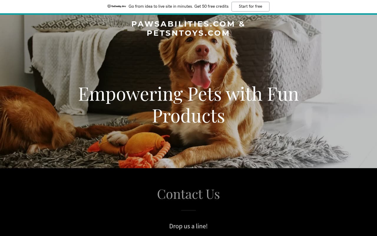 PawsAbilities website screenshot