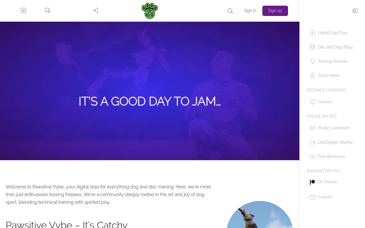 Pawsitive Vybe website screenshot
