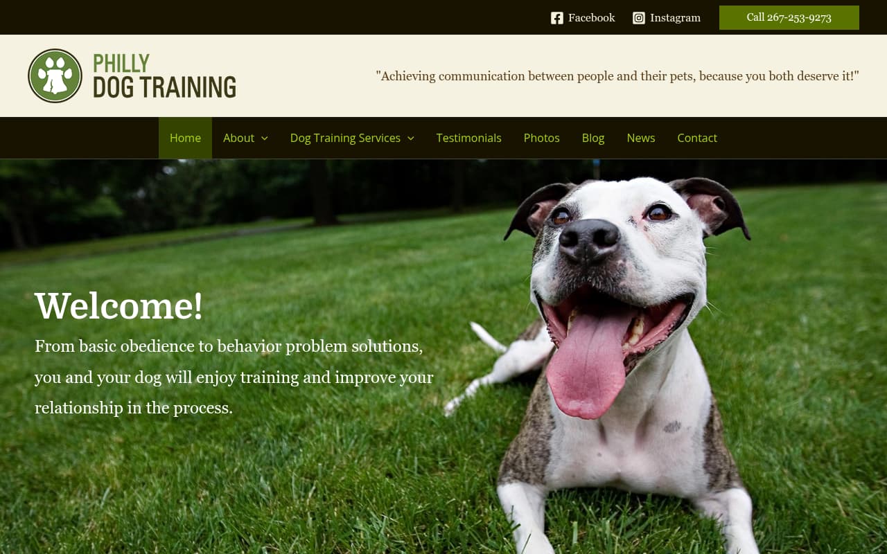 Philly Dog Training website screenshot