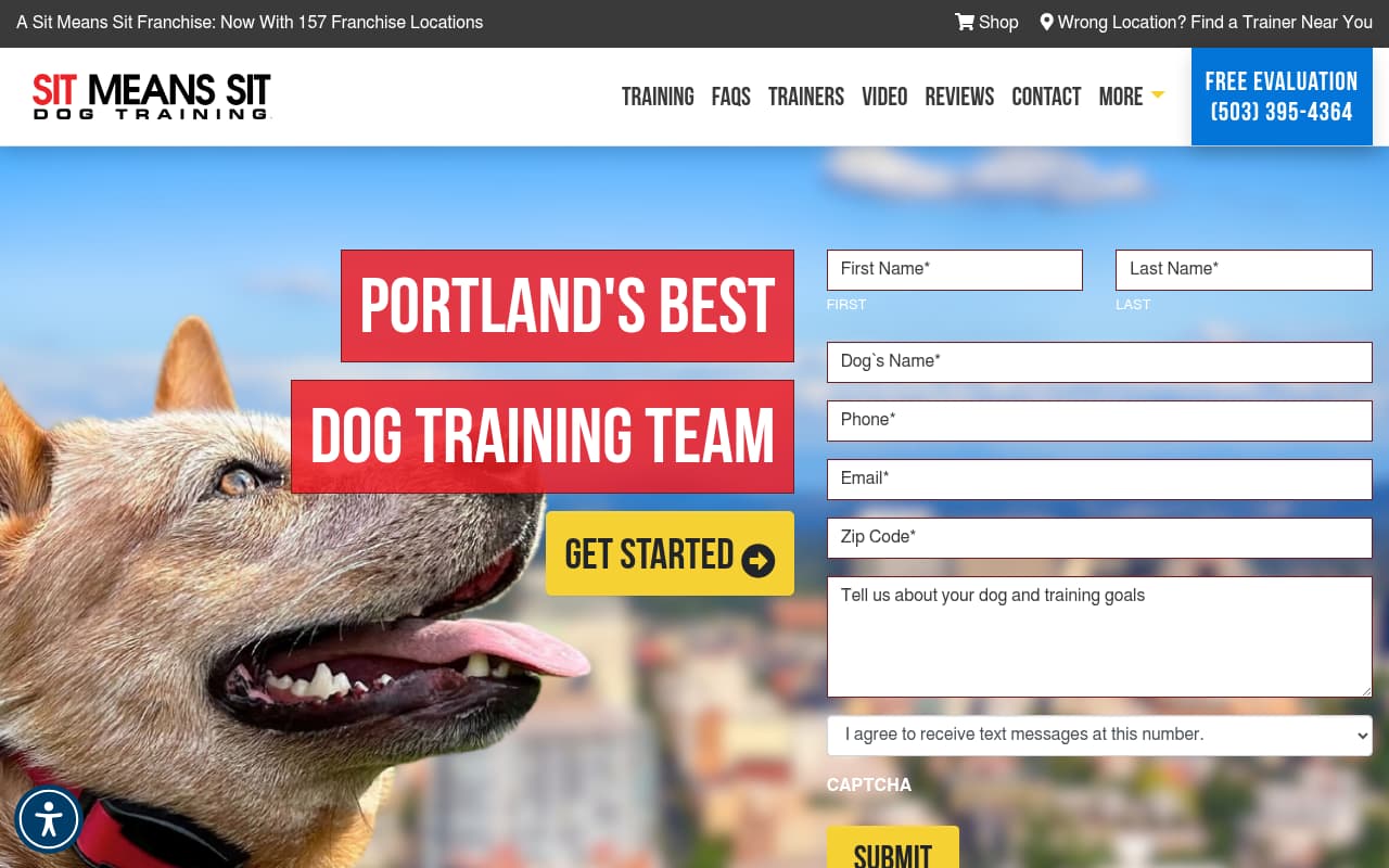 Portland Dog Training website screenshot