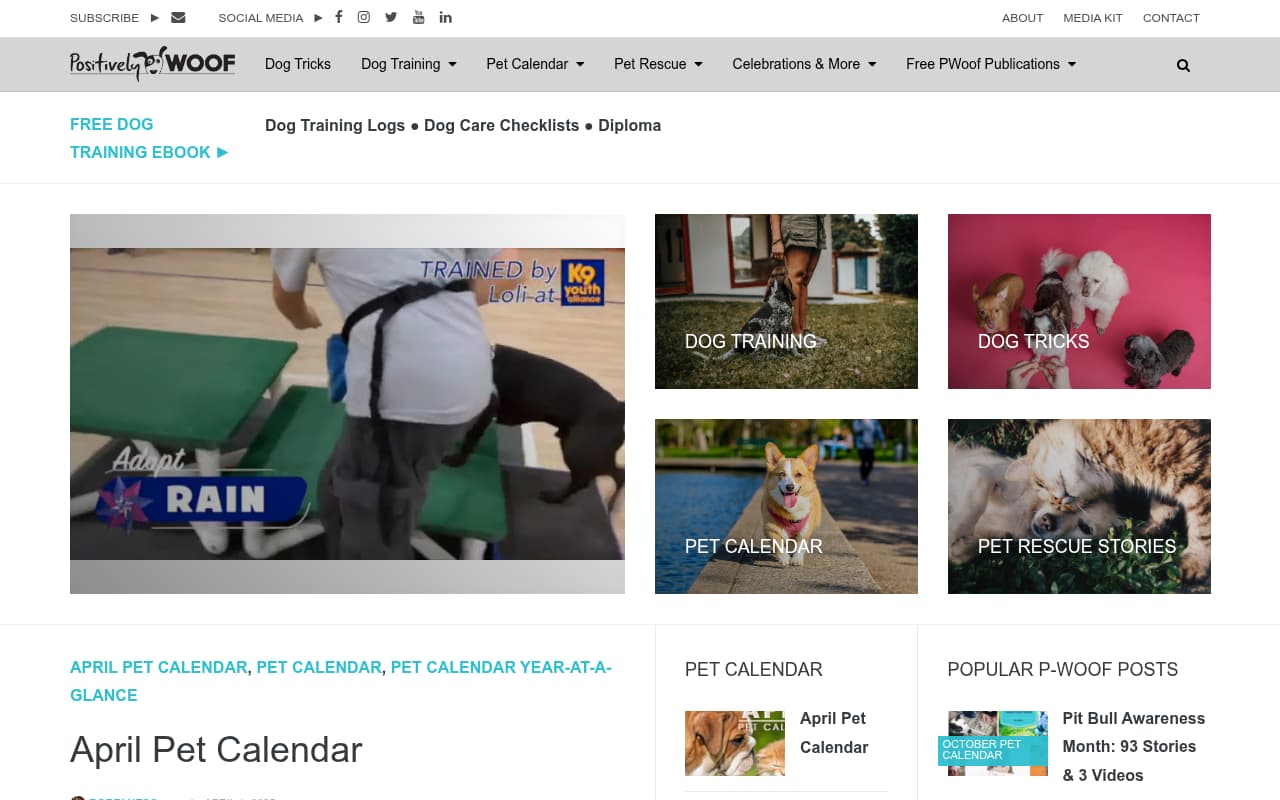 Positively Woof website screenshot