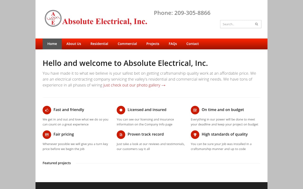 Absolute Electric website screenshot