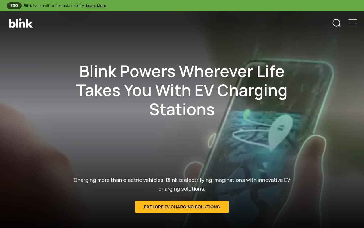 Blink Charging website screenshot