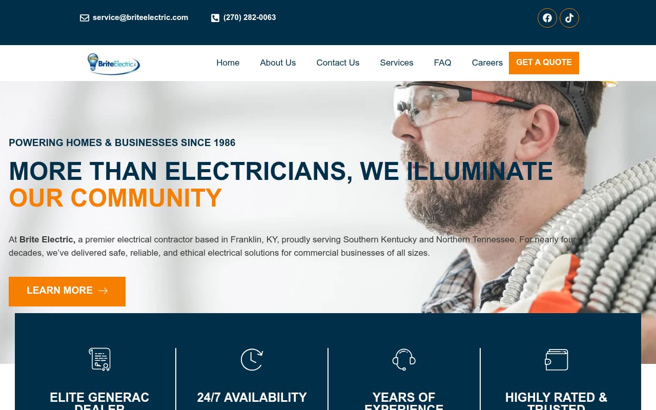 Brite Electric website screenshot
