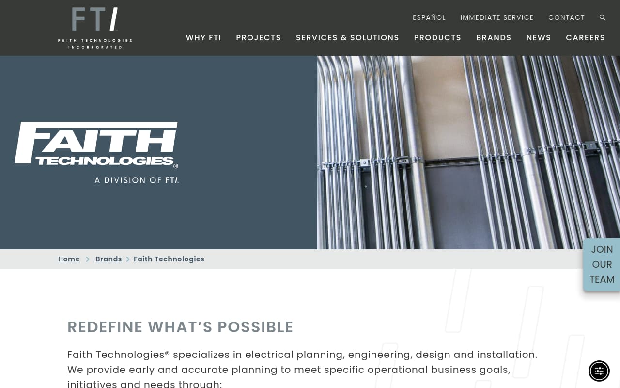 Faith Technologies website screenshot