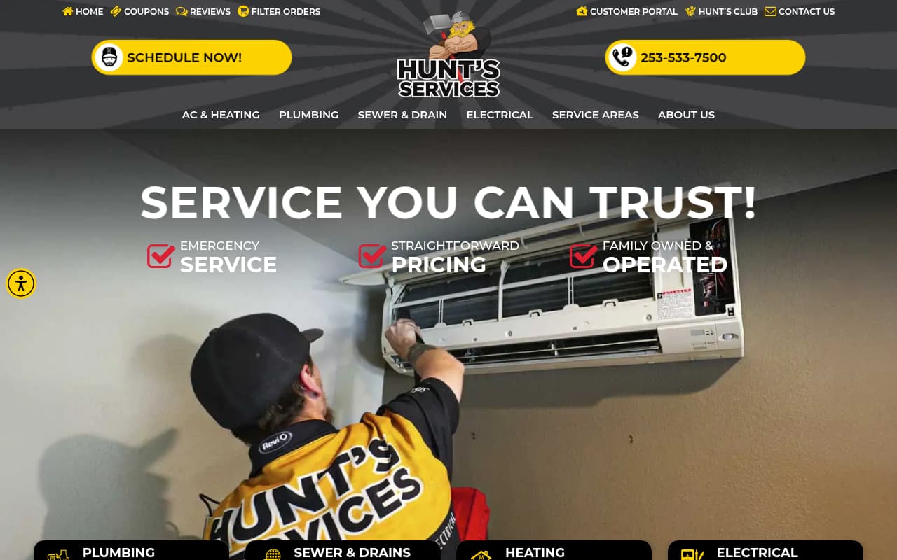 Hunts Services website screenshot