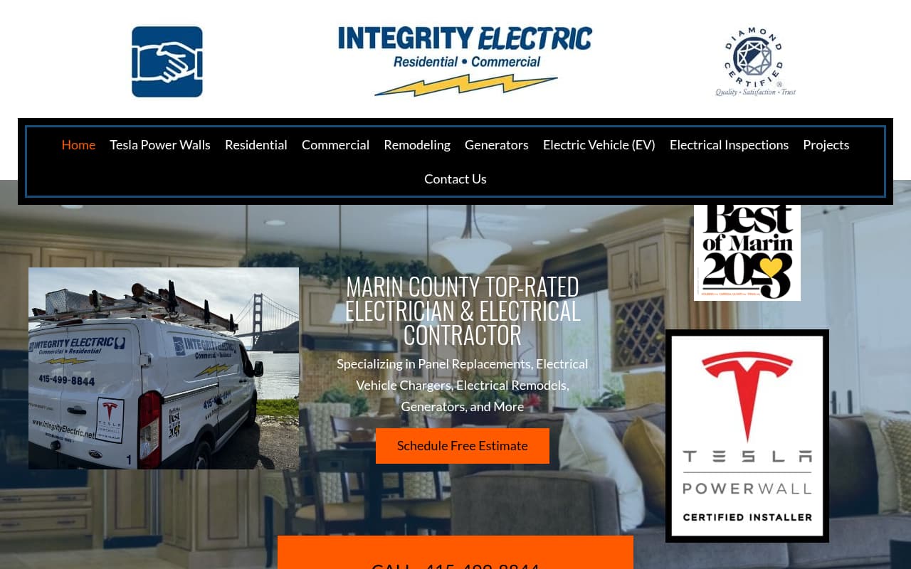 Integrity Electric website screenshot