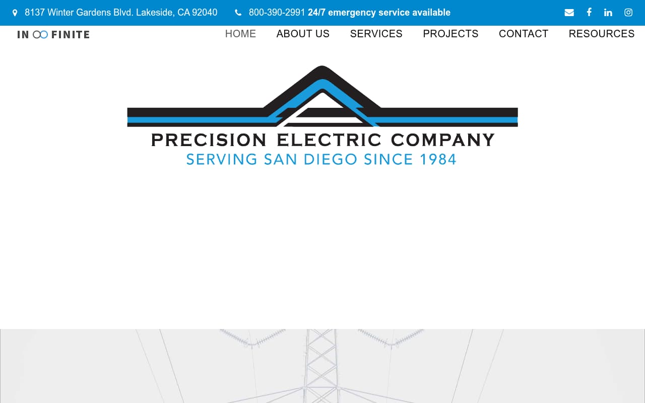 Precision Electric website screenshot