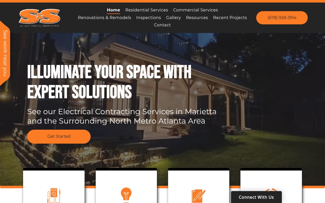 Sands Electric website screenshot